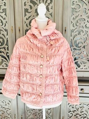 Ermanno Scervino pink nylon ruched short jacket 46
